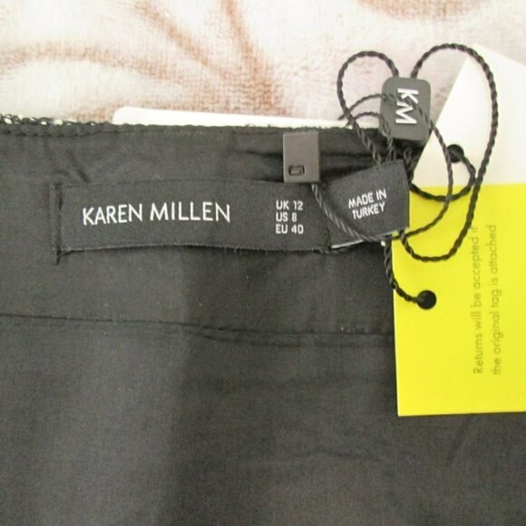 KAREN MILLEN Tweed Zip Front Mini Skirt-US8-Black NWT - Picture 7 of 13